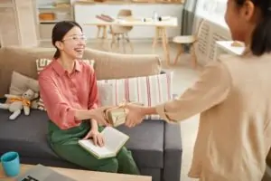 Girl With Gift For Mom