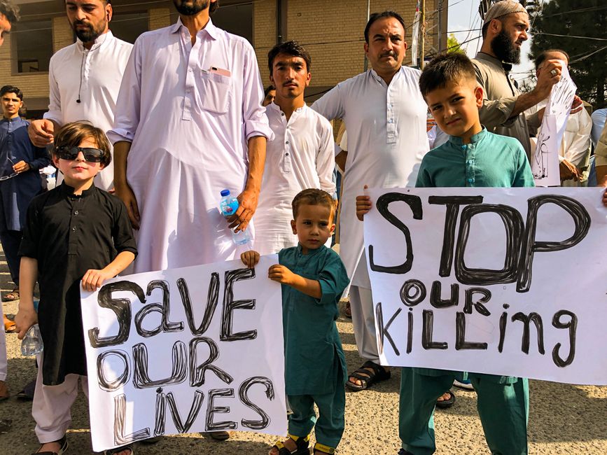 A peaceful demonstration advocating for human rights in Kabal, Pakistan.